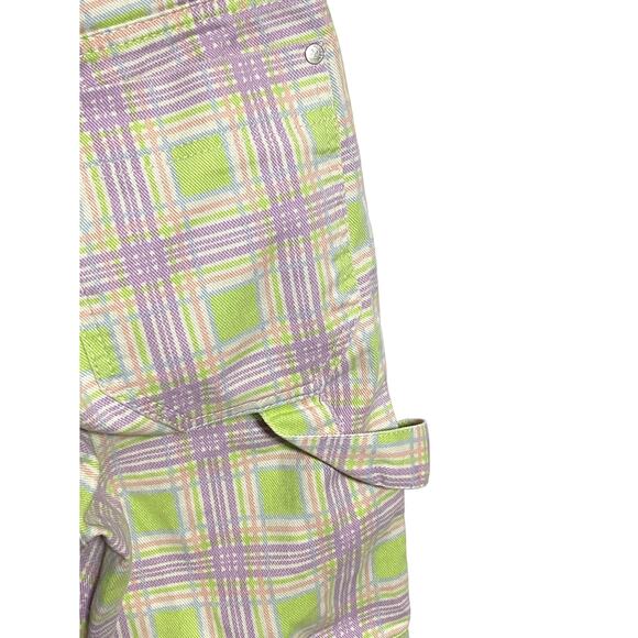 The Ragged Priest Plaid Cargo Utility Jeans Pastel Purple Green Womens 24 Cotton - Picture 3 of 10